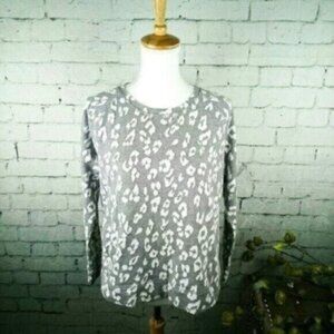 Liz Claiborne Animal Print Sweatshirt Gray Size Large Petite